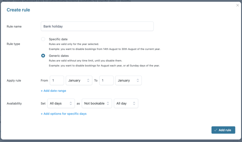 Add availability rule
