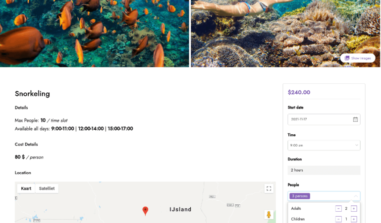 Booking form people selector