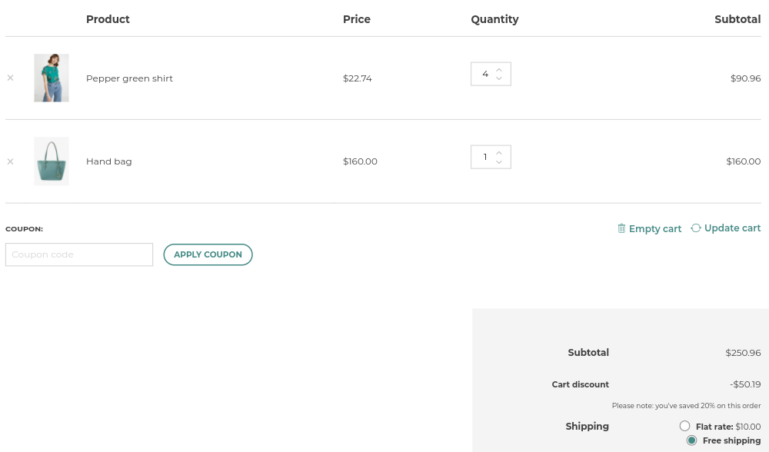 Cart discount free shipping