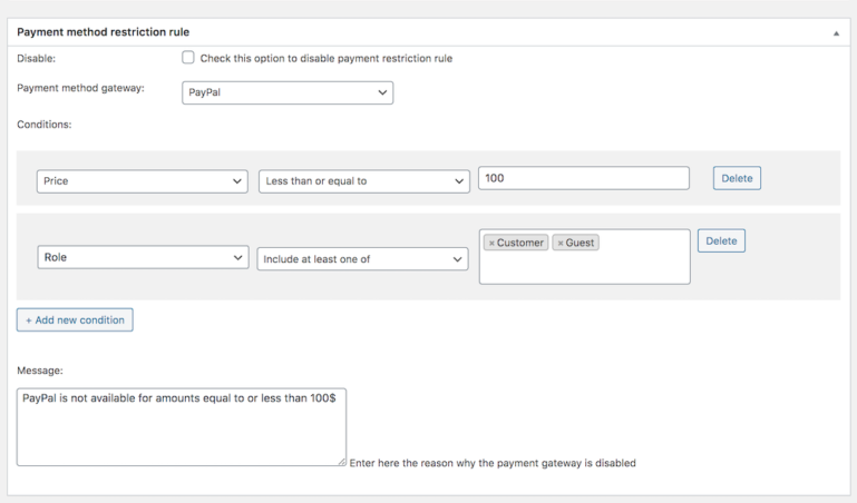 Edit restriction rule