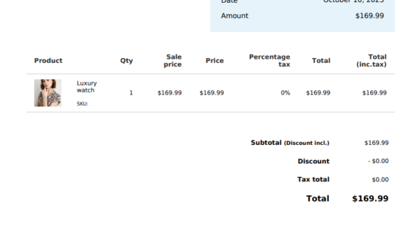 Packing slip template