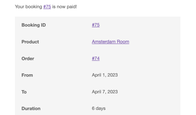 Email - Paid booking